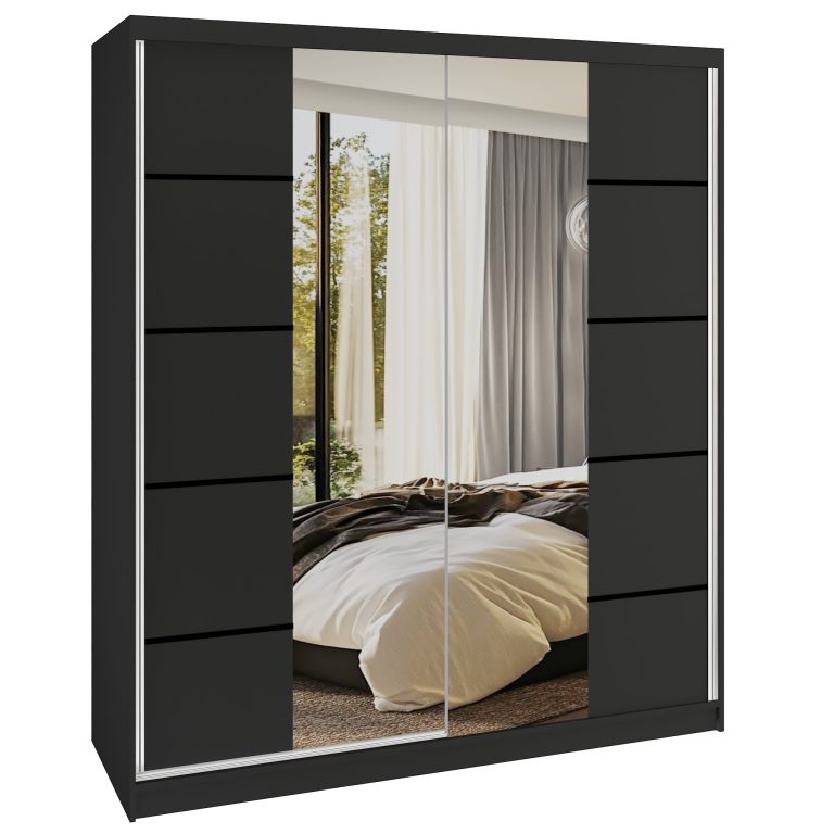 Armoire coulissante SERENITY 158 cm mat noir Fabricant ME SERENITY SZP7/0/B/B/0/HIAL