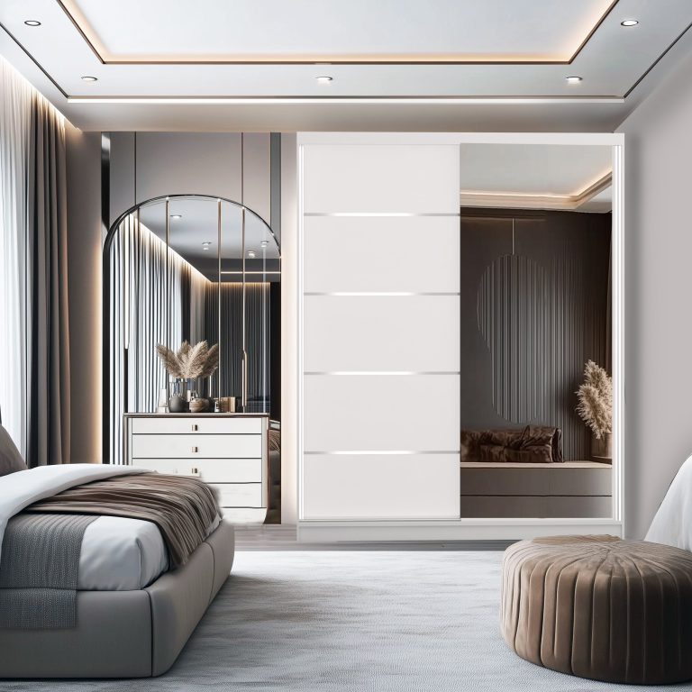 Armoire coulissante SERENITY 158 cm mat blanc Fabricant MBP SERENITY SZP7/0/W/W/0/HIAL