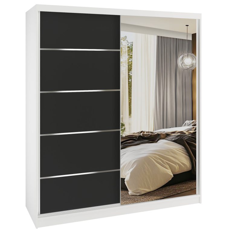 Armoire coulissante SERENITY 158 cm mat noir Fabricant MBP SERENITY SZP7/0/W/B/0/HIAL
