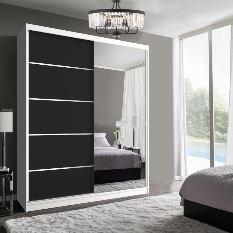 Armoire coulissante SERENITY 158 cm mat noir Fabricant MBP SERENITY SZP7/0/W/B/0/HIAL