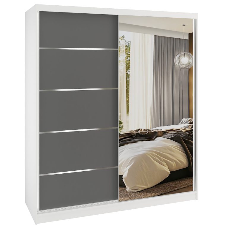 Armoire coulissante SERENITY 158 cm mat gris Fabricant MBP SERENITY SZP7/0/W/SR/0/HIAL