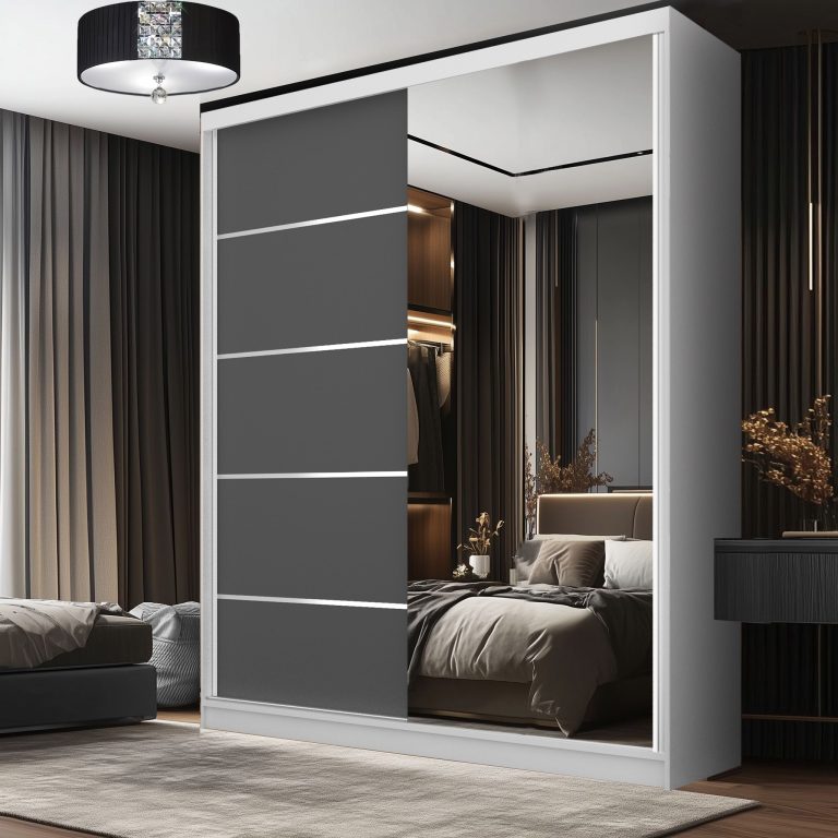 Armoire coulissante SERENITY 158 cm mat gris Fabricant MBP SERENITY SZP7/0/W/SR/0/HIAL