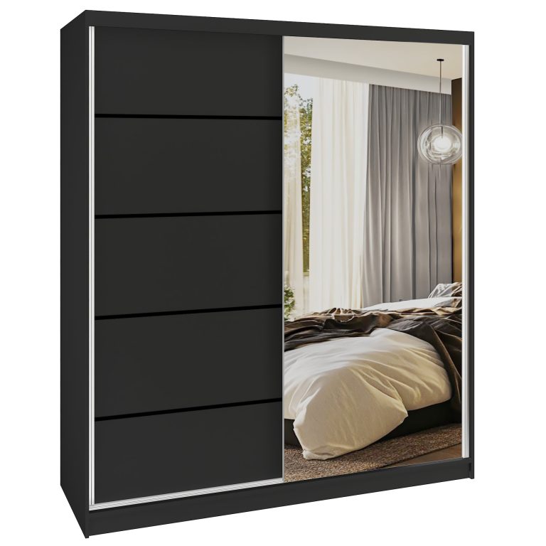 Armoire coulissante SERENITY 158 cm mat noir Fabricant MBP SERENITY SZP7/0/B/B/0/HIAL