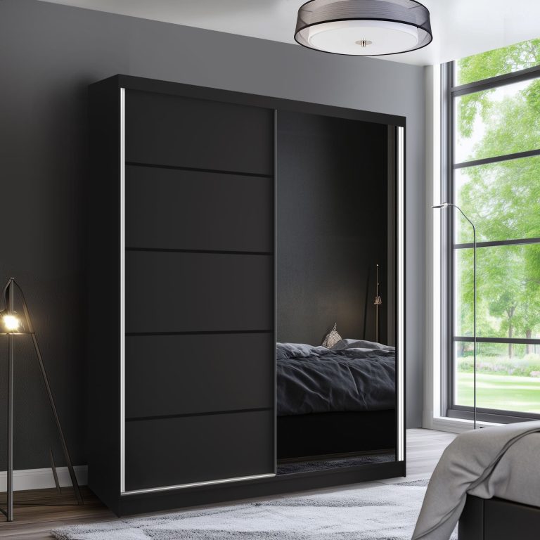Armoire coulissante SERENITY 158 cm mat noir Fabricant MBP SERENITY SZP7/0/B/B/0/HIAL