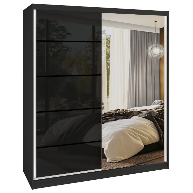 Armoire coulissante SERENITY 158 cm noir brillant  Fabricant MGB SERENITY SZP7/0/B/B/0/HIAL