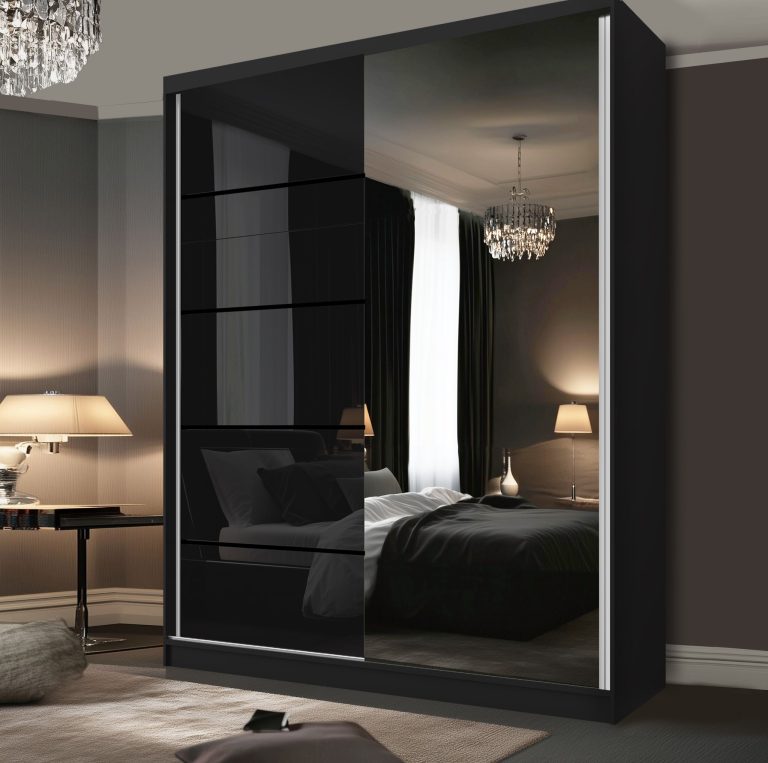Armoire coulissante SERENITY 158 cm noir brillant  Fabricant MGB SERENITY SZP7/0/B/B/0/HIAL