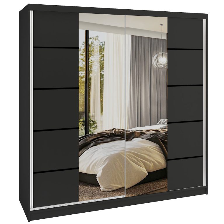 Armoire coulissante SERENITY 200 cm mat noir Fabricant ME SERENITY SZP5/0/B/B/0/HIAL