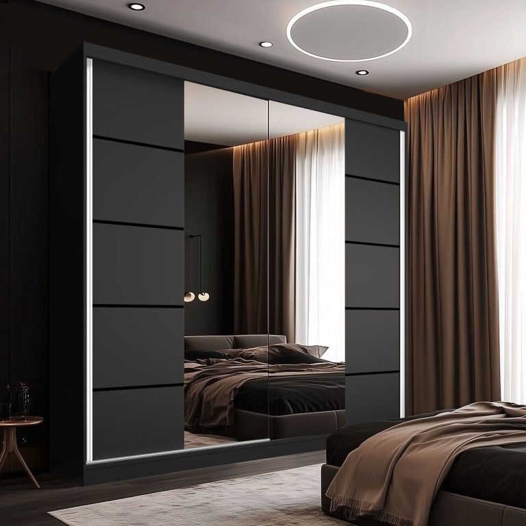 Armoire coulissante SERENITY 200 cm mat noir Fabricant ME SERENITY SZP5/0/B/B/0/HIAL