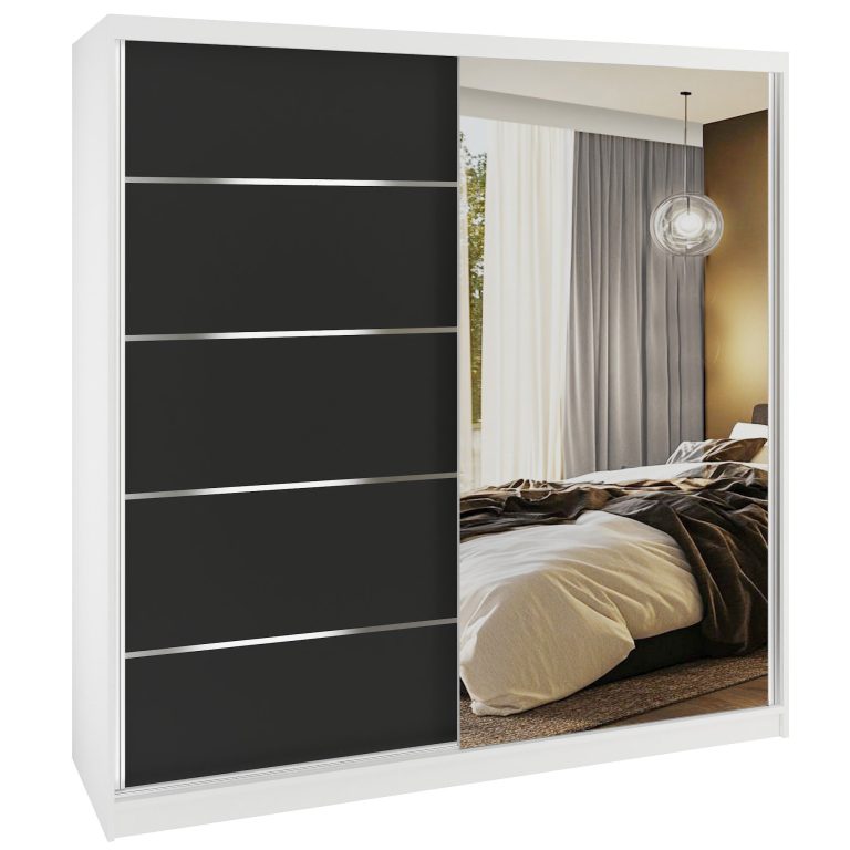 Armoire coulissante SERENITY 200 cm mat noir Fabricant MBP SERENITY SZP5/0/W/B/0/HIAL