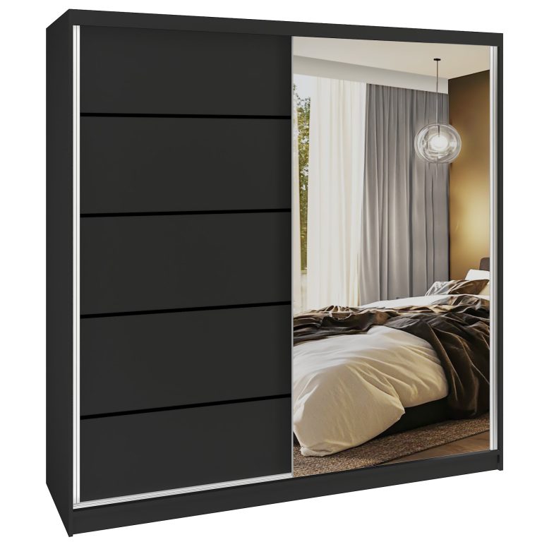 Armoire coulissante SERENITY 200 cm mat noir Fabricant MBP SERENITY SZP5/0/B/B/0/HIAL