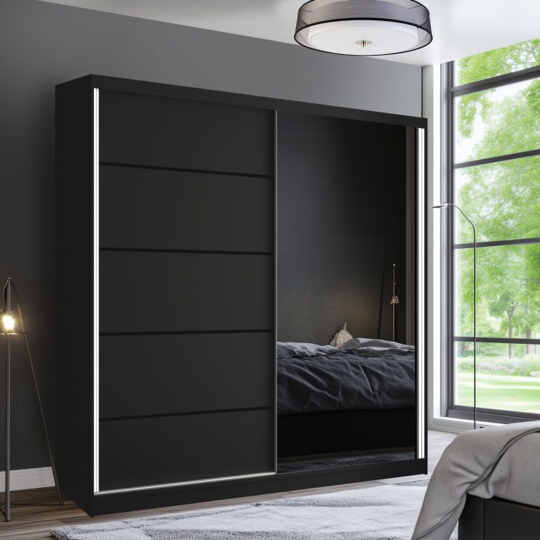 Armoire coulissante SERENITY 200 cm mat noir Fabricant MBP SERENITY SZP5/0/B/B/0/HIAL
