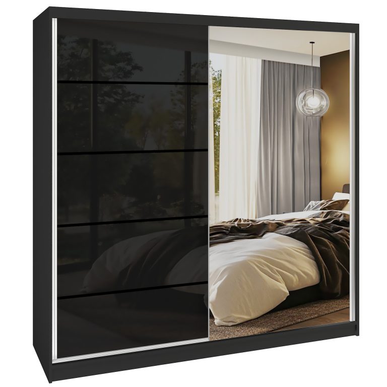 Armoire coulissante SERENITY 200 cm brillance noir Fabricant MGB SERENITY SZP5/0/B/B/0/HIAL