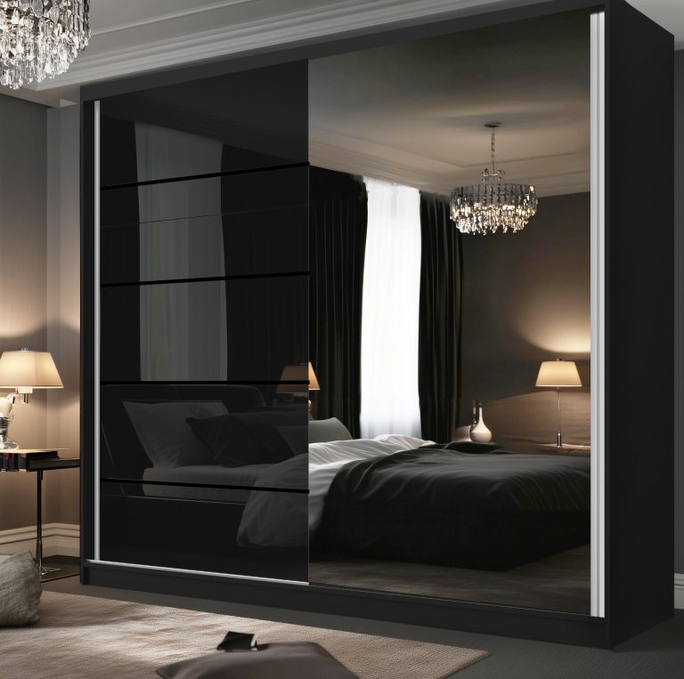 Armoire coulissante SERENITY 200 cm brillance noir Fabricant MGB SERENITY SZP5/0/B/B/0/HIAL