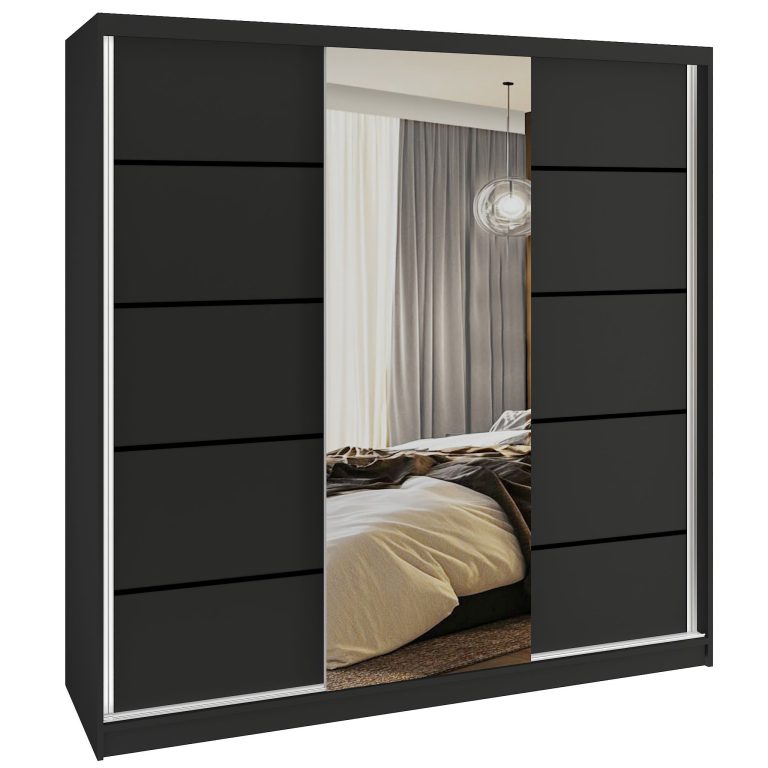 Armoire coulissante SERENITY 200 cm mat noir Fabricant MT SERENITY SZP5/0/B/B/0/HIAL
