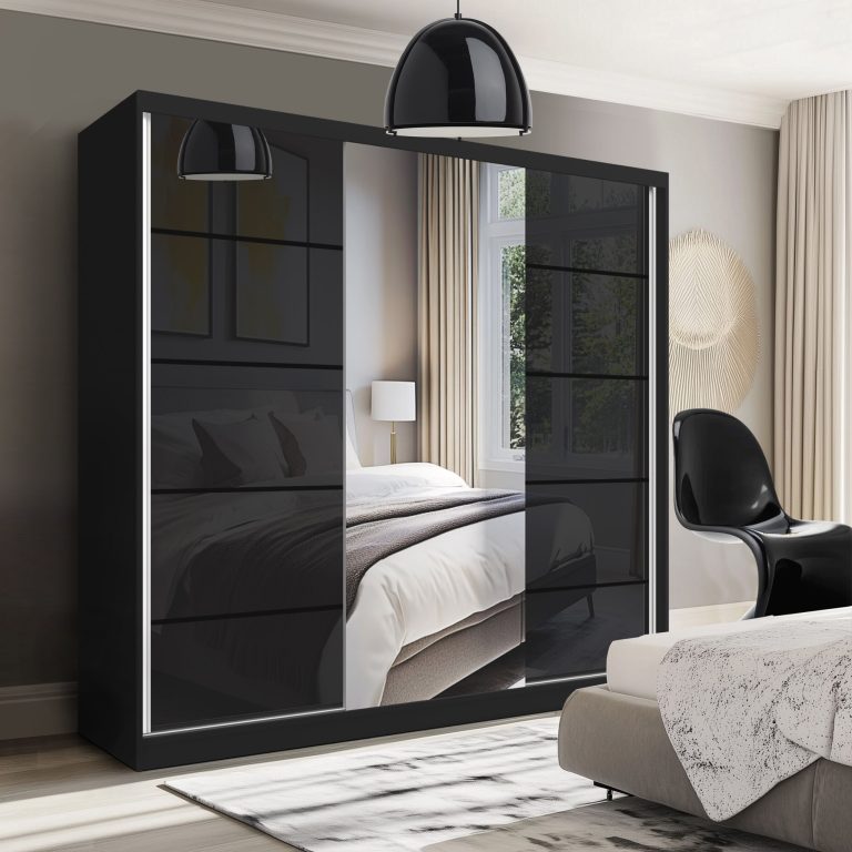Armoire coulissante SERENITY 200 cm brillance noir Fabricant MTG SERENITY SZP5/0/B/B/0/HIAL