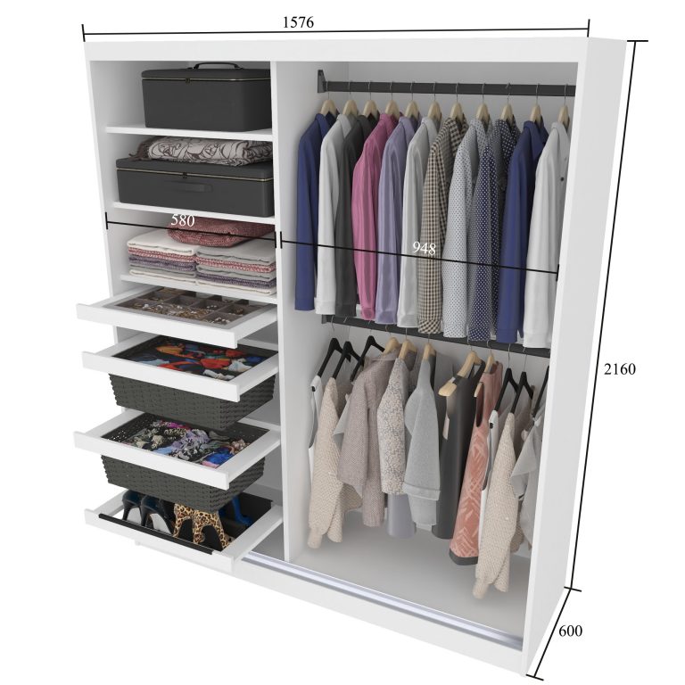 Armoire coulissante SERENITY 158 cm brillance gris Fabricant MGB SERENITY SZP7/0/W/S/0/HIAL