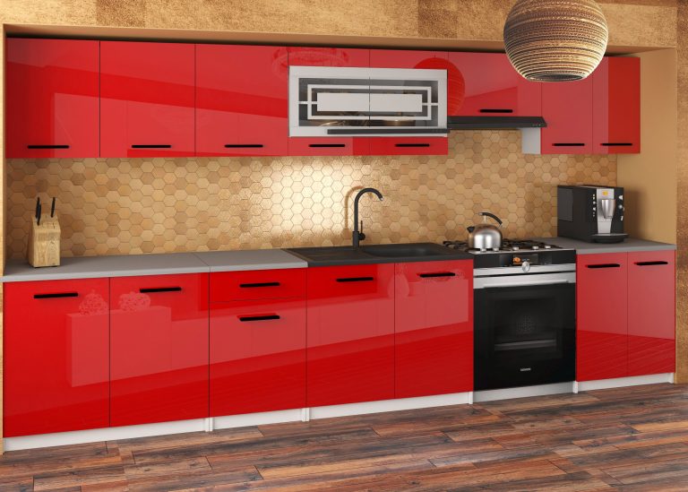Meble kuchenne JULIA 320 cm czerwone połysk bez blatu Producent