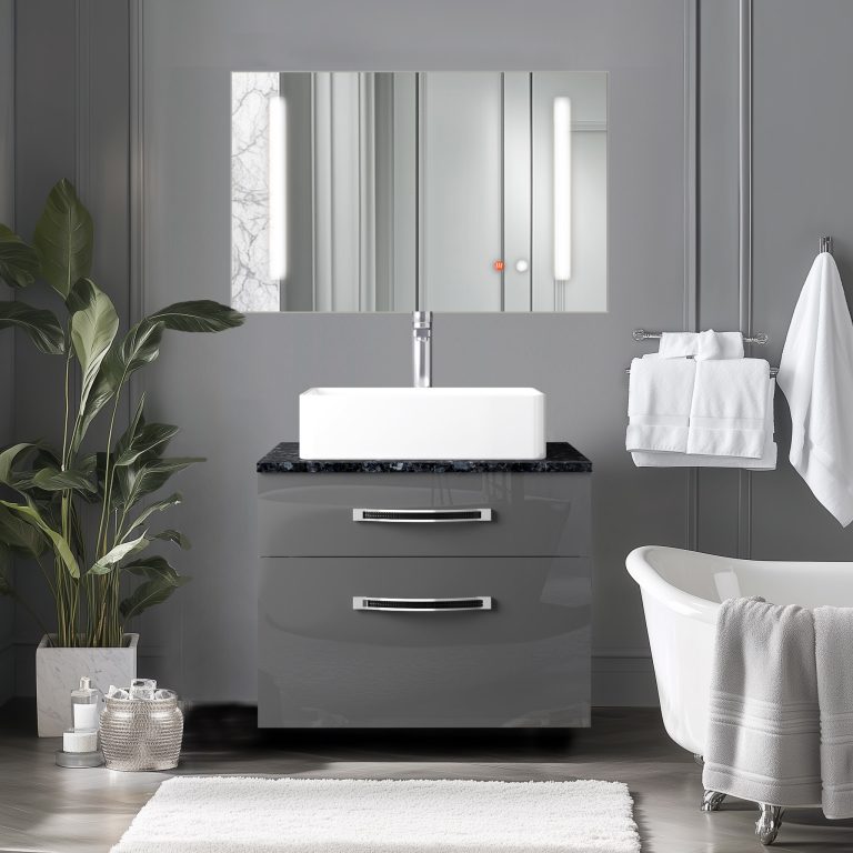 Ensemble de meubles de salle de bain Euphoria EUP P 60/0/W/S/0/BK/MB