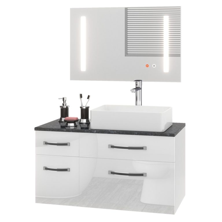 Ensemble de meubles de salle de bain Euphoria EUP P 90L/0/W/W/0/BK/MB