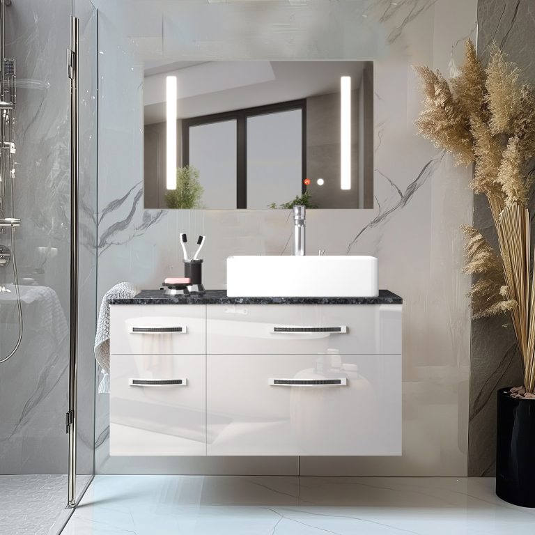 Ensemble de meubles de salle de bain Euphoria EUP P 90L/0/W/W/0/BK/MB