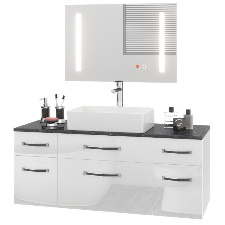 Ensemble de meubles de salle de bain Euphoria EUP P 120/0/W/W/0/BK/MB
