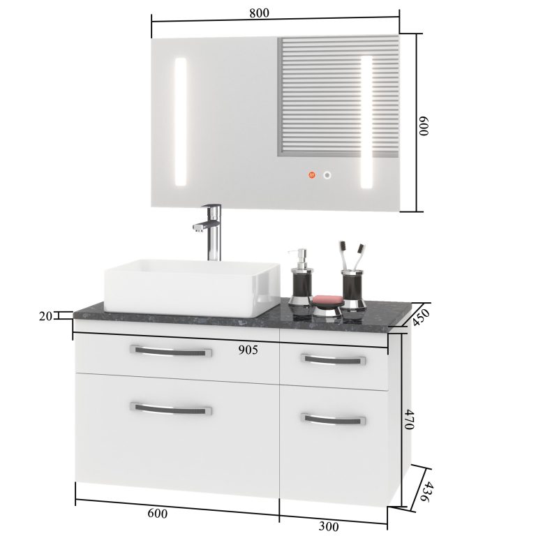 Ensemble de meubles de salle de bain Euphoria EUP P 90P/0/W/R/0/BK/MB