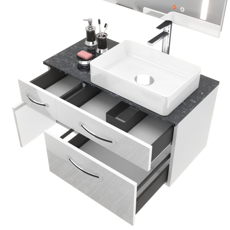 Ensemble de meubles de salle de bain Euphoria EUP P 90L/0/W/W/0/BK/MB