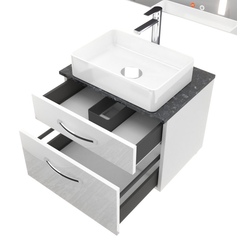 Ensemble de meubles de salle de bain Euphoria EUP P 60/0/W/W/0/BK/MB