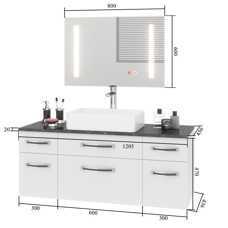 Ensemble de meubles de salle de bain Euphoria EUP P 120/0/W/S/0/BK/MB