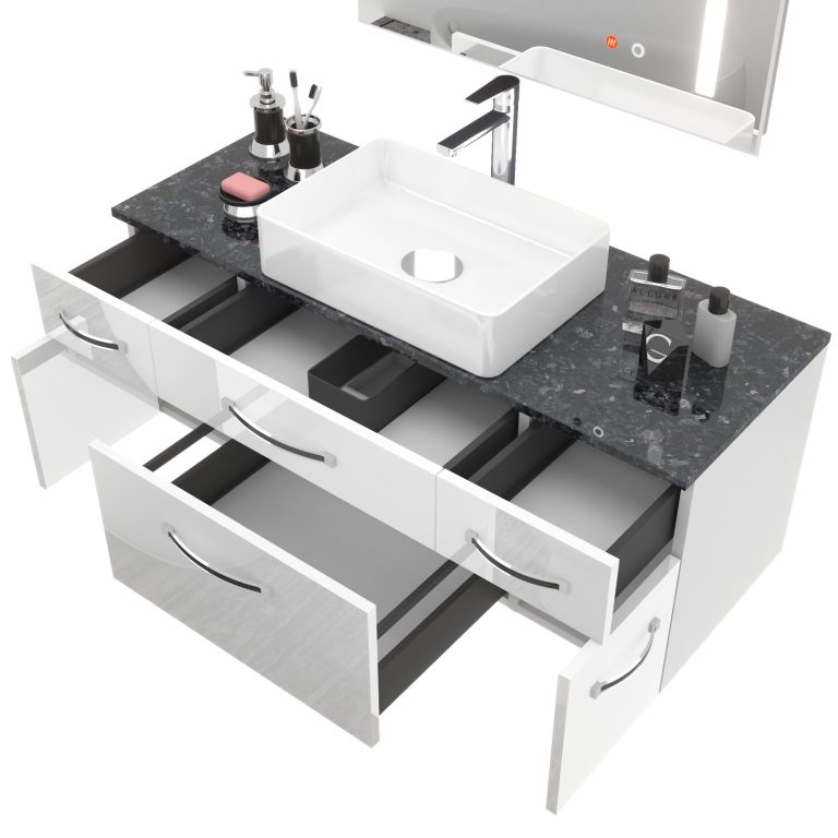 Ensemble de meubles de salle de bain Euphoria EUP P 120/0/W/S/0/BK/MB