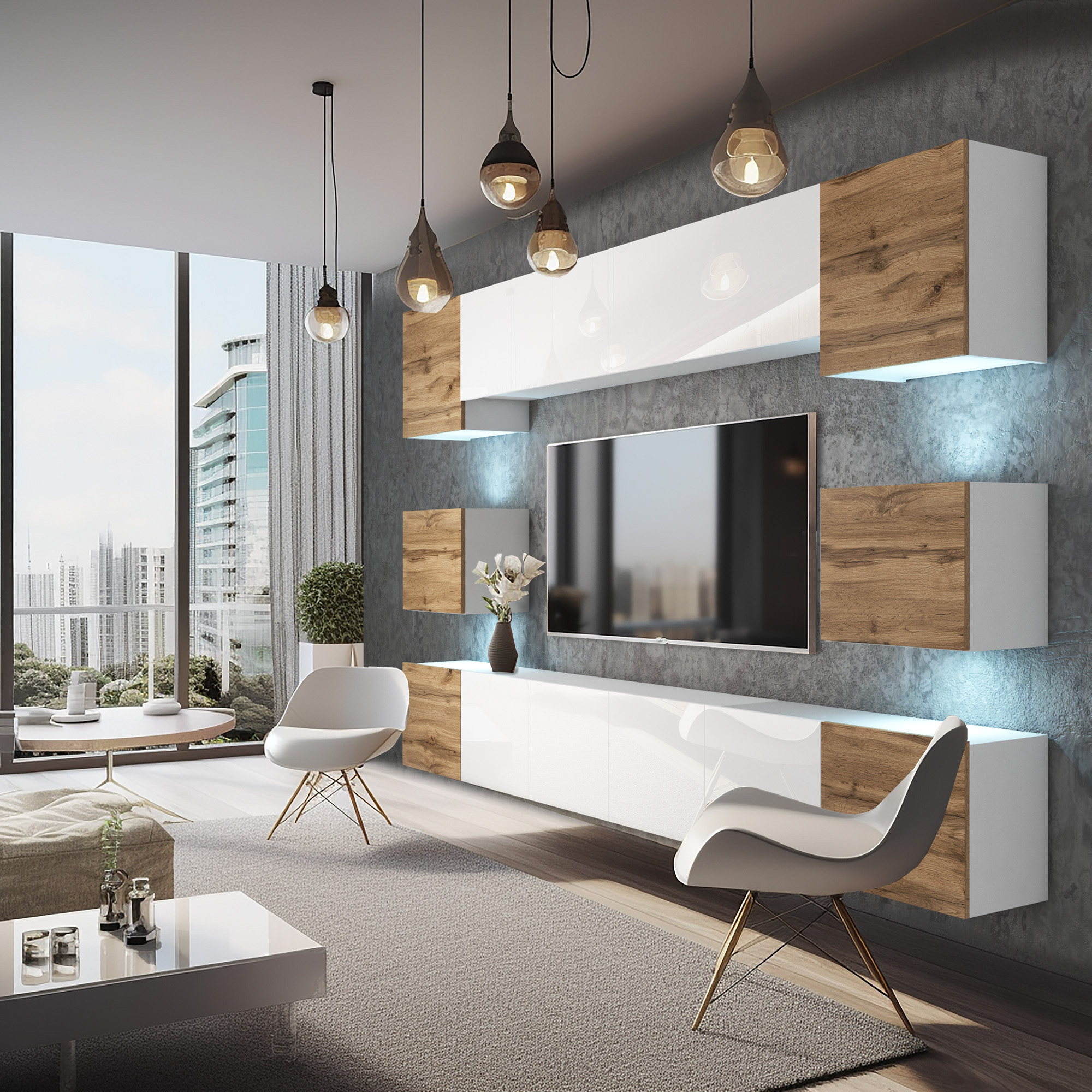 Salon élégant avec meubles et lumière naturelle