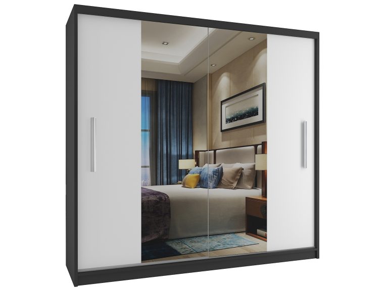 Armoire coulissante 200 cm avec miroir blanc mat Fabricant ME SZP1/2/B/W/0/AL